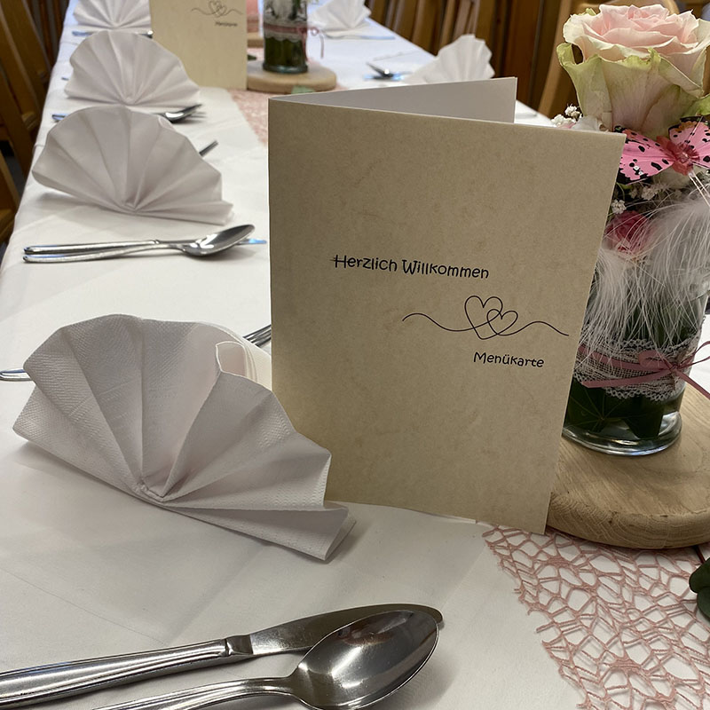 Menükarte im Gasthof