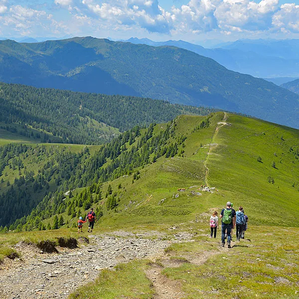 Wanderer in Kärntner Landschaft